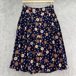 VTG Pendleton Button Front Skirt Women 12P Navy Blue Stars ALine Nautical Preppy